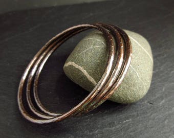 Bronze bangles, hammered bangle bracelets, ladies bangles, 8th wedding anniversary gift, bronze anniversary gift, women's bangles, metalwork
