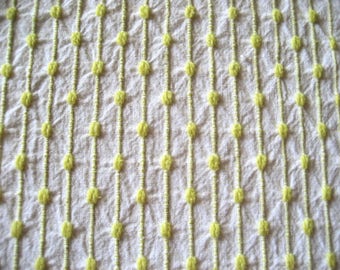 Bates Yellow and White Pinstripe and Puffs Vintage Chenille Bedspread Fabric 18" x 24.5"