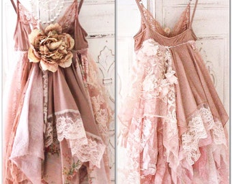 S Boho lace sundress, Coffee brown bohemian slip dress, gypsy soul summer dress, gypsy cowgirl shabby summer sundress, True rebel clothing