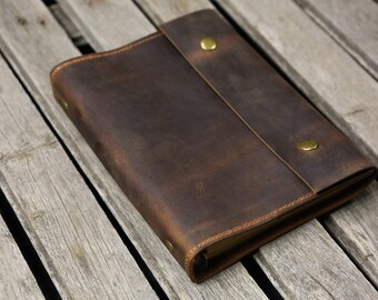 Personalized A5 Leather Journal , distressed leather refillable binder travel notebook portfolio - NA505PDS