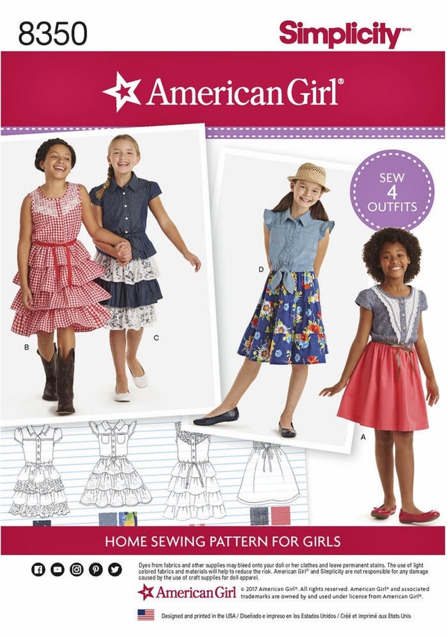 American Girl Ruffle Dress Pattern, Girls Sunday Dress Pattern, Sz 3 to