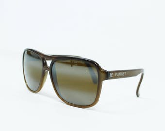 Vintage 80s Vuarnet Sunglasses Bolle France Brown Plastic Frames 1980s Eyewear 5003