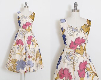 Vintage 50s Dress | 1950s dress | floral organza | xs