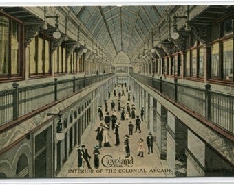 Colonial Arcade Shopping Interior Cleveland Ohio 1913 postcard