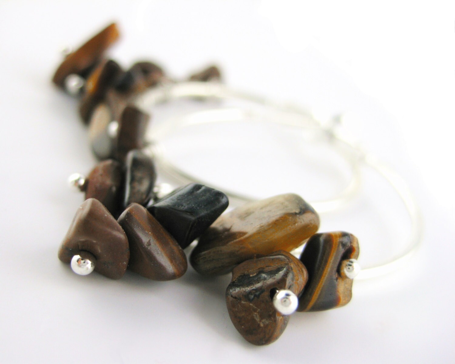 Womens Boho Earrings Silver Tribal Jewelry Tiger Eye