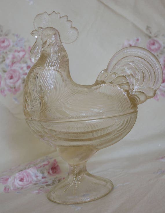 Glass Rooster / Candy Dish