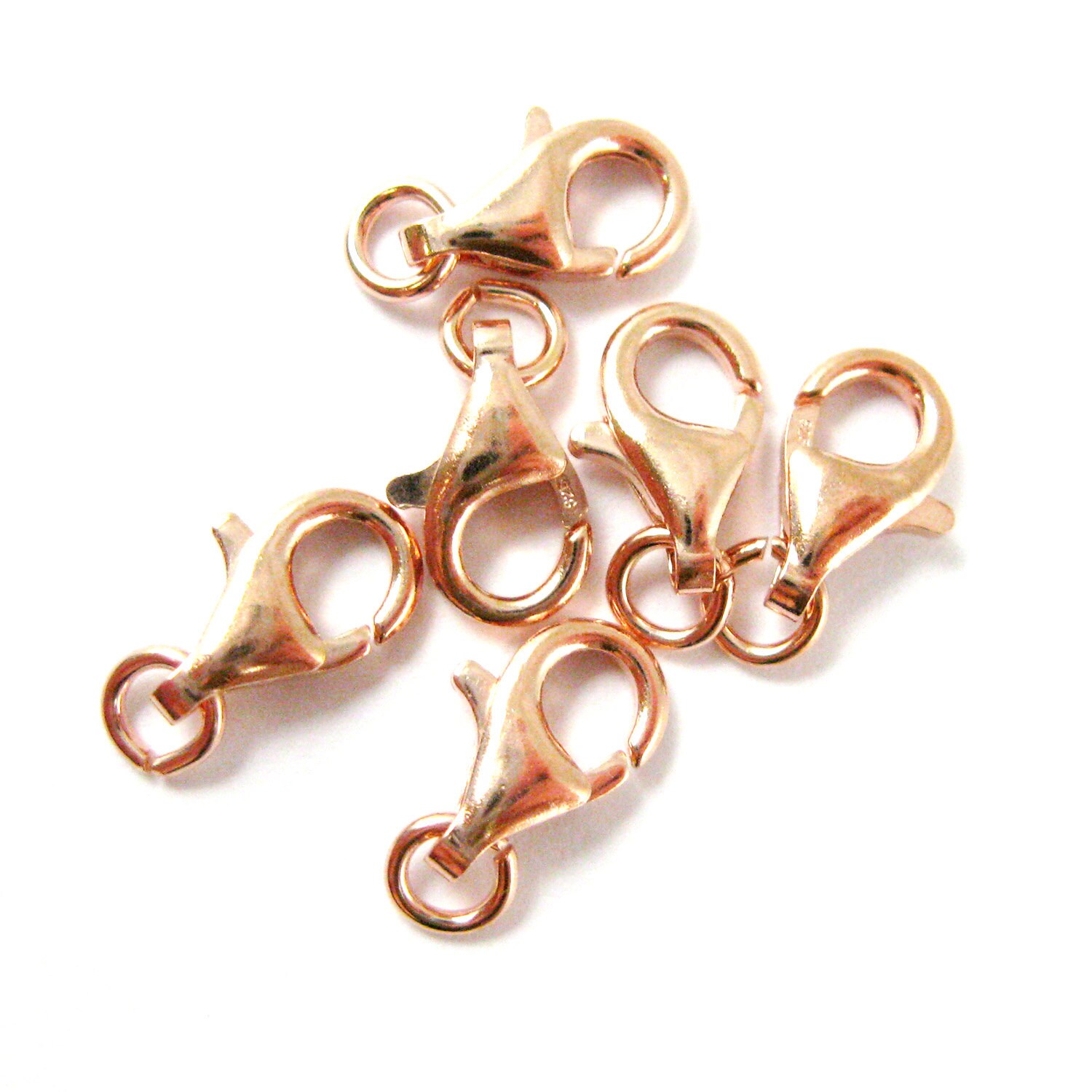 Rose Gold Clasp,Rose Gold plated Sterling Silver Clasp Findings. 11mm