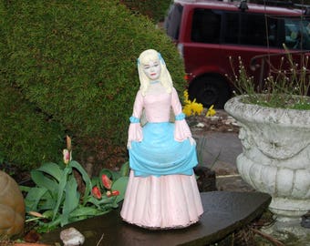 Vintage 22" English "Cinderella", German "Aschenputtel" with her Original Paint old style Concrete / Cement Garden Statue / Sculpture