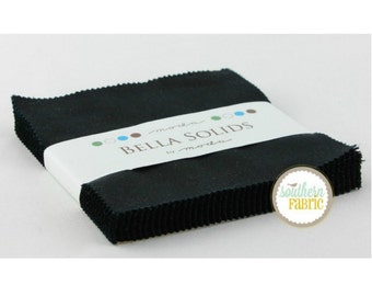 Bella Solids Black for Moda-- Charm Pack -5 inch 42 Quilt Fabric Squares