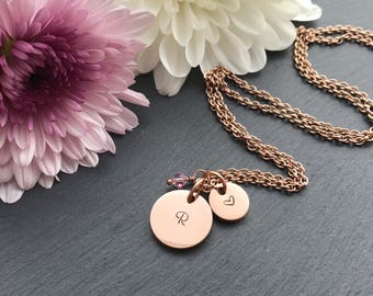 Rose Gold Initial Necklace - Rose Gold Necklace - Custom Necklace - Gift for Her - Gift for Mum - Personalised Necklace - Mothers Day Gift