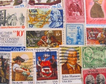 Steampunk Revolution 50 Vintage Postage Stamps 18th Century 1700s Scrapbooking Belle Epoche Colonial Renaissance Wigs US Worldwide Philately