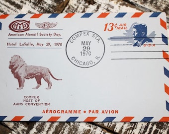 6 Airmail Envelopes, First Issue Stamps, Vintage Airmail, Kennedy 1970, Airplane 1958, Kennedy 1965 Boston