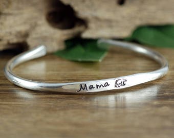 Mama Bear Bracelet, Mothers Cuff Bracelet, Mama Bear Cuff, Baby Bear Bracelet, Mothers Day Gift, Gift for Mom, Custom Cuff,