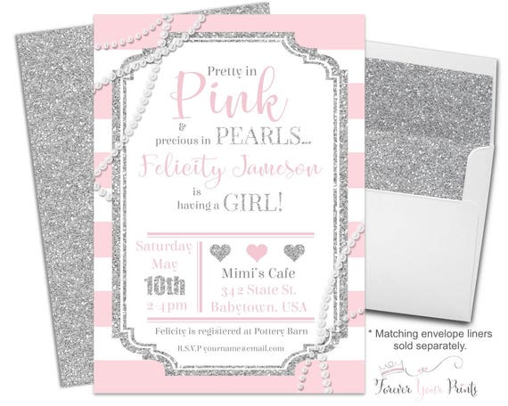 Glitter And Pearls Baby Shower Invitations 9