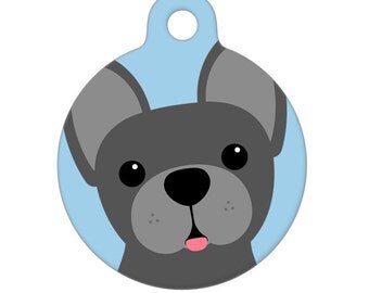 Pet ID Tag - French Bulldog Gray Pet Tag, Dog Tag
