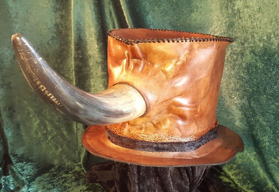 The Rhino! Leather Top Hat by MoonlightWares steampunk buy now online