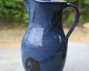 Pottery Pitcher Cobalt Glaze NC Pottery