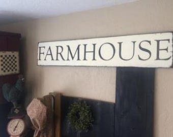 Farmhouse sign- cream with black- 10 x 48