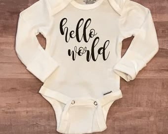 Hello World Onesie - Baby Onesie - Newborn Photo - Newborn Coming Home Outfit - Newborn - Baby - Baby Shower - Baby Clothes - Hello world