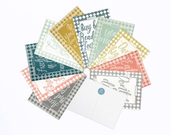 Set of Quote Postcards - House Rules Postcards - Retro Style Card Pack - Typography by Chatty Nora - Simple Rules For Happy Living