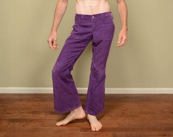 purple bell bottom pants