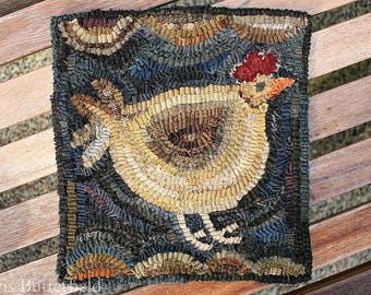 Betty's Big Chicken Rug Hooking Pattern on Linen or Paper