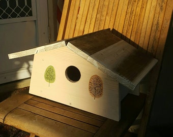 modern birdhouse,mid century modern birdhouse,Eichler,bird houses handmade,bird house,the birdman of orange,peach birdhouse,Garden decor