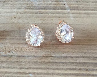 Crystal Wedding Earrings, Teardrop Stud Earrings, Bridal Earrings, Bridesmaid Gift, Wedding Jewelry