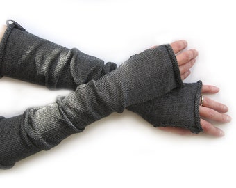 Long Fingerless Gloves, Thumbhole Arm Warmers