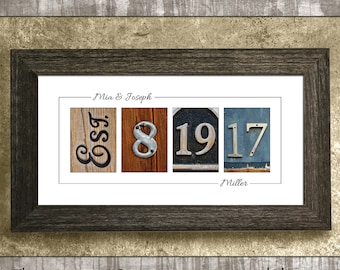 PERSONALIZED WEDDING GIFT for Couples, Anniversary Gift, Wedding Date Sign, Wedding Established Sign, Wedding Gifts for Parents, Wall Art