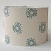 Drum Lamp Shade in Aqua Embroidered Fabric 13" Diameter X 9.5" Tall- Ready to Ship