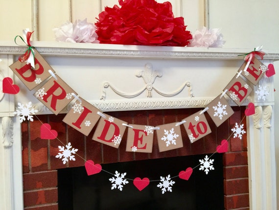 christmas banner letters Winter  BRIDAL Snowflake Bride SHOWER  to decorations Be