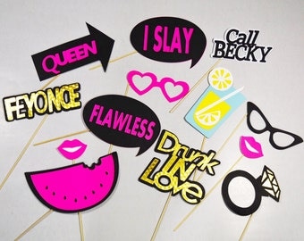 Beyonce photobooth props 13 pc*, slay beyonce, single ladies prop set, bachelorette beyonce photobooth