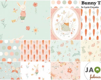 Bunny Tales Fabrics Bundle - Fat Quarter Bundle Plus 1 Panel - 10 fat quarter pieces and 1 Panel (B389)