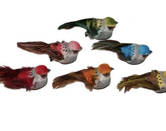 12 Pc 3 1/2 Inch Feather and Foam Craft Bird with Metal Clip (Perry) NEW ITEM!!