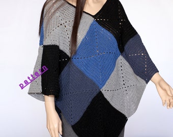 Granny Square Poncho Crochet poncho pattern PDF Cape pattern Womens poncho Easy crochet pattern crochet cape pattern