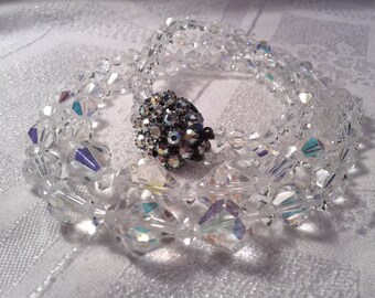 Vintage 50s Swarovski Crystal Double Strand Necklace. Sparkly!!!