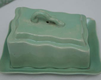 Green Ceramic Butter Dish