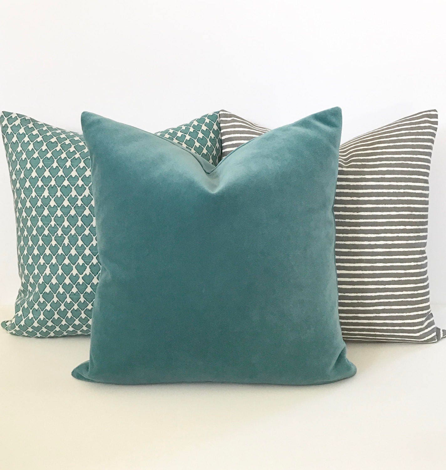 Teal velvet solid decorative pillow cover