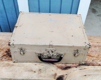 Vintage Metal Trunk - Storage Trunk - Farmhouse Decor