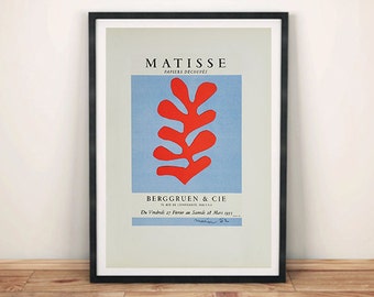 MATISSE EXHIBITION POSTER: Cut-Outs Red Leaf Art Print Reproduction