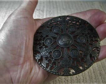 Vtg giant brass plated cloak hook