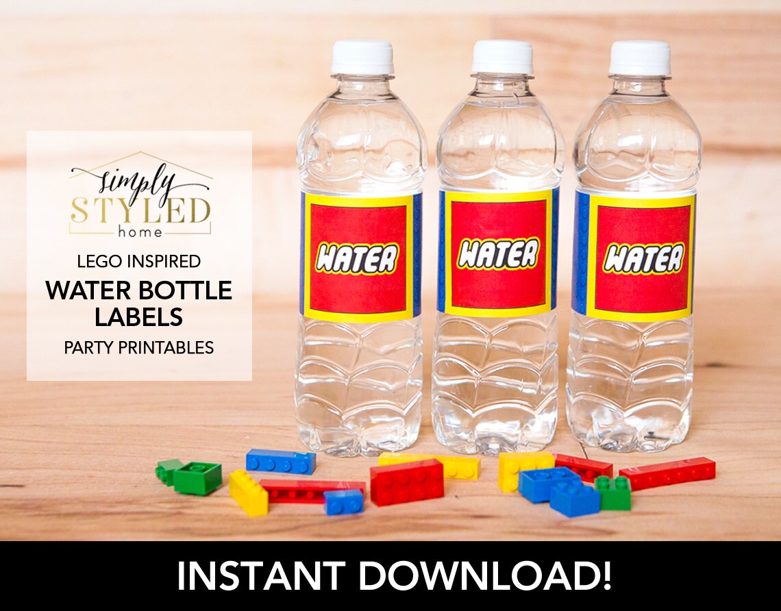 INSTANT Water Bottle Labels LEGO Inspired Teacher