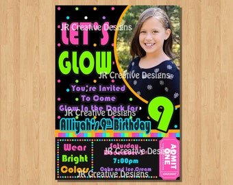 Glow in the dark invitation Glow in the dark invite neon invitation neon invite Teen glow in the dark birthday neon birthday party coed