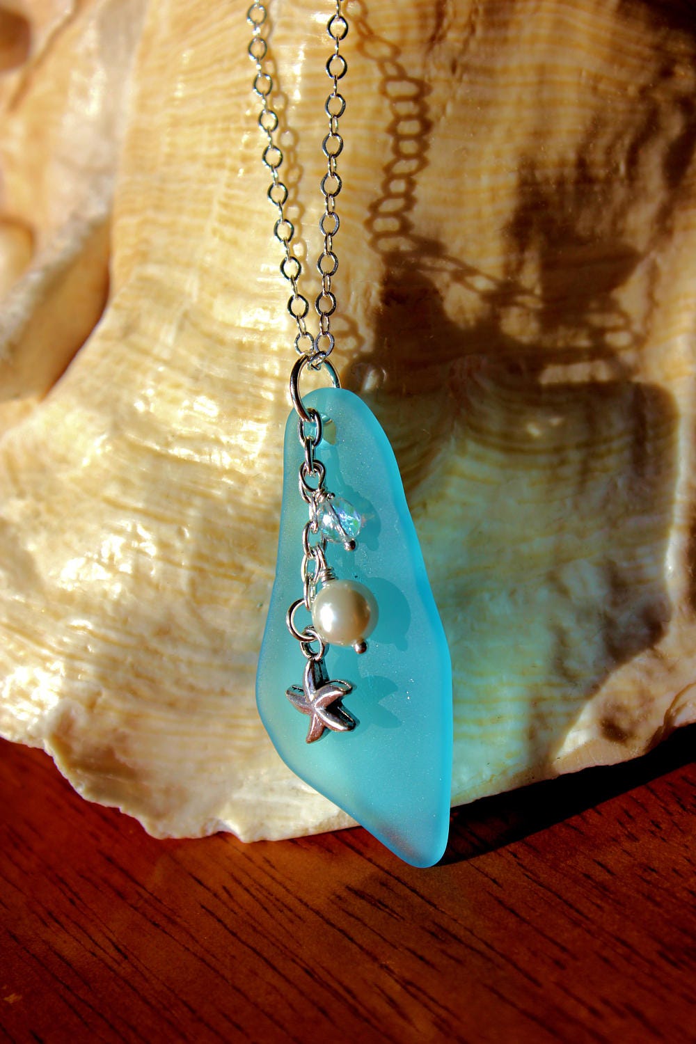 Recycled Glass Shard Beach Glass Pendant Beach Glass Jewelry