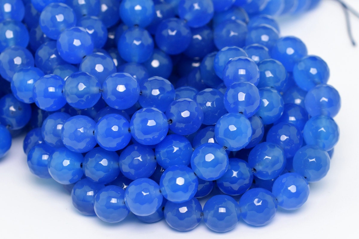 10mm Blue Agate Beads Grade Aaa Natural Gemstone Full Strand