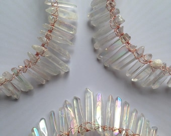 Healing Crystals Crown, Mermaid Crown, Angel Aura, Titanium Coated Clear Crystal, Festival fashion, Alt Wedding, brides,