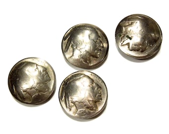VINTAGE: 4 Indian Head Nickel Button Covers - (17-A1-00006602)