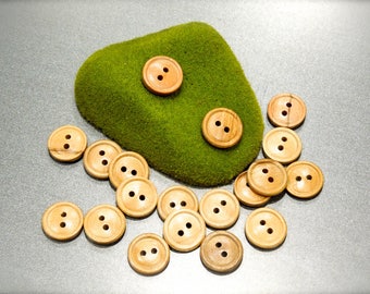 VINTGE: 28 Small Wood Buttons - Natural Wood Buttons - SKU 17-B1-00008134