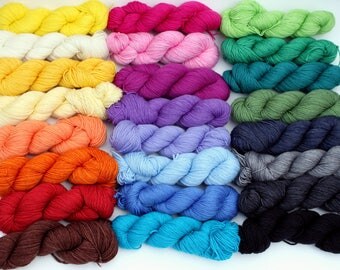 Cuff, Heel and Toe Semi-Solid Mini Skeins in Superwash Merino and Nylon 75/25 Fingering Weight yarn